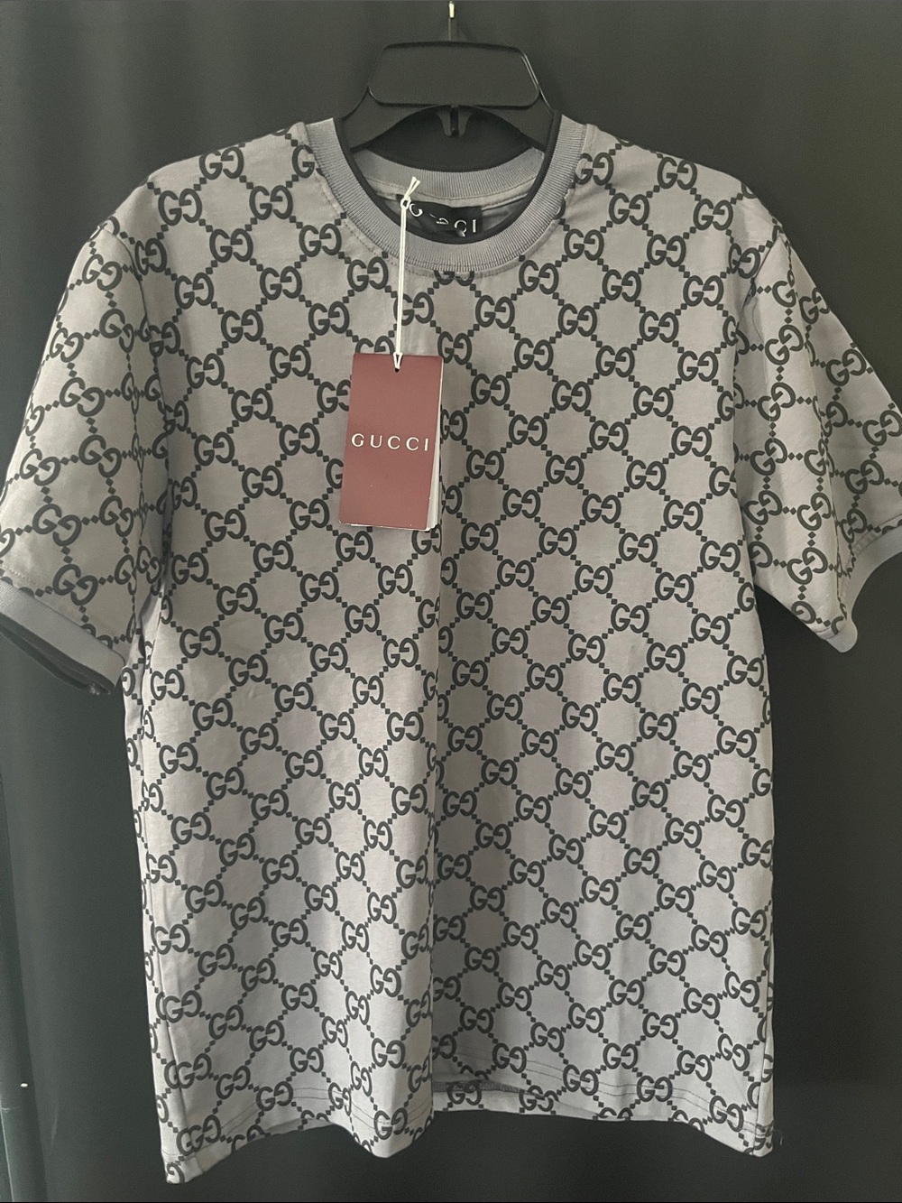 Gucci Gray All-Over GG Logo Short Sleeve Tee